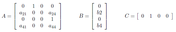 4x4 matrix A, 1x4 vector B, 4x1 vector C